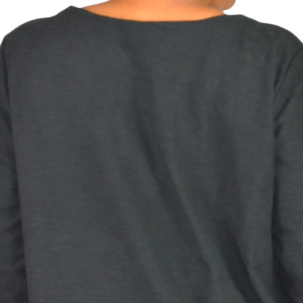J Jill Black Textured Knit Tunic Cotton Blend Top Patch Pockets Side Slits Large - Picture 5 of 15